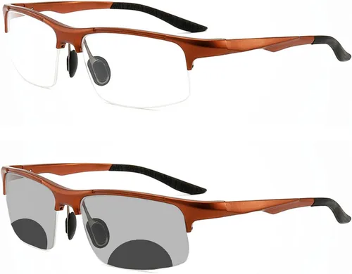 Miniatura 9 de COTIA Gafas de lectura bifocales para hombre, gafas deportivas, lentes fotocrómicas, lentes de transición de medio marco, lentes de presbicia