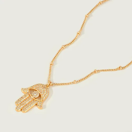 Miniatura 5 de Mevecco Collar de oro delicado de mal de ojo para mujer chapado en oro de 18 quilates lindo delicado solitario circonia cúbica protección ojo