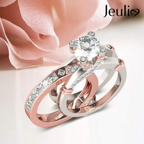 Miniatura 4 de Jeulia - Anillo de plata de ley con circonitas intercambiables para mujer, para boda, compromiso, aniversario