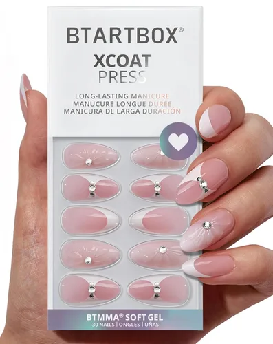 Miniatura 55 de BTArtbox Uñas Postizas Blancas Cortas a Presión - Uñas Postizas de Gel Suave en Forma de Almendra, Uñas Blancas con Pegamento para Uñas, Uñas