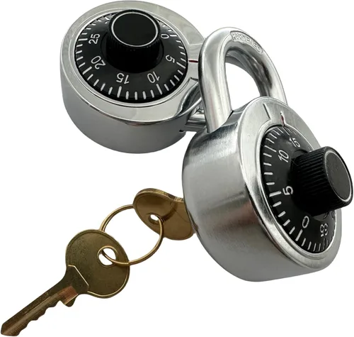 Candado de combinación con llave, paquete de 2 con llaves iguales, cerradura de combinación para casillero de herramientas, casillero de escuela y
