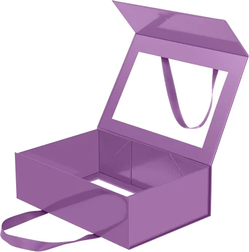 Miniatura 52 de Caja de regalo negra con ventana, caja de regalo magnética transparente para regalo, caja de propuesta de padrino de boda (10.5 x 7.5 x 3 pulgadas)