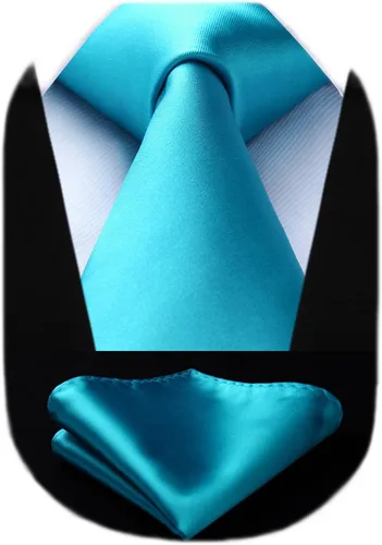 HISDERN Corbata formal de satén y pañuelo de bolsillo para hombre, corbata y pañuelo de satén de color sólido