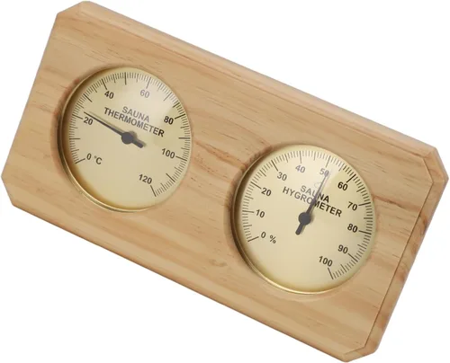 Miniatura 3 de 2 in 1 Sauna Thermometer and Hygrometer,Wooden Sauna Thermometer Hygrometer with Temperature and Humidity Measurement, Wall Mounted for Hotel Sauna