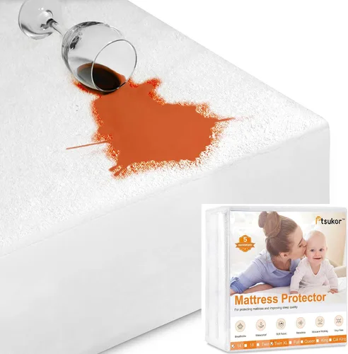 Miniatura 9 de Funda protectora de colchón individual para bolsillo profundo de 10/11/12 pulgadas, impermeable, ajuste con cremallera, tela superior de rizo de 39