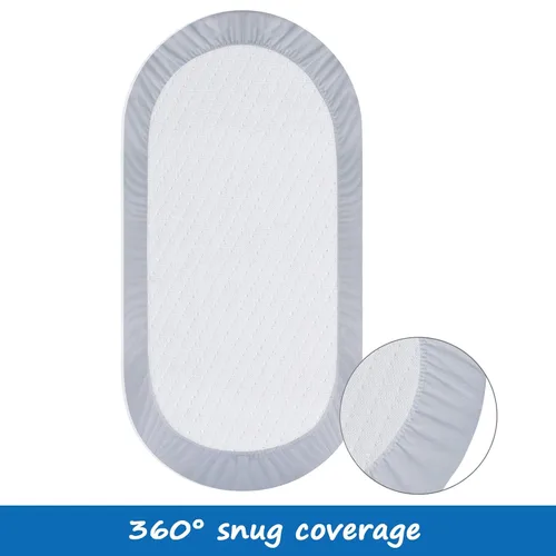 Miniatura 2 de Funda de colchón de moisés para colchón de reloj de arena/moisés ovalado, protector de colchón impermeable acolchado para moisés (32 x 17 pulgadas)