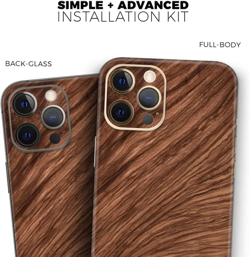 Miniatura 9 de DesignSkinz Kit de calcomanías de cuerpo completo compatible con iPhone 15 Plus, madera natural de lujo V3