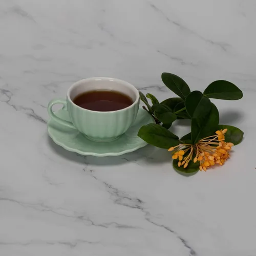 Miniatura 7 de amhomel Juego de 6 tazas de café y platillos de porcelana, tazas de capuchino de 4 onzas, colores fríos surtidos