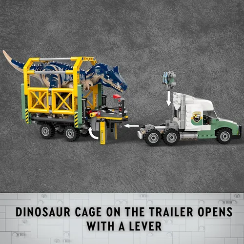 Miniatura 4 de LEGO Jurassic World Dinosaur Missions: Allosaurus - Camión de transporte de juguete, divertida idea de regalo para niños con minifiguras Kenji