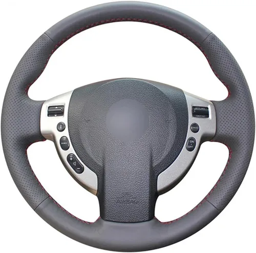 Funda de volante de cuero negro para Nissan X-Trail 2007-2013, funda antideslizante para volante de automóvil