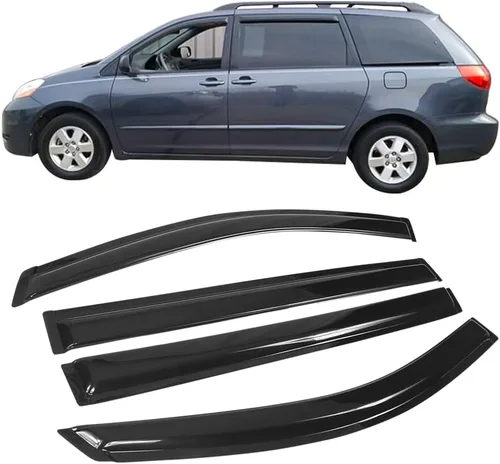 IKON MOTORSPORTS - Visera de ventana compatible con Toyota Sienna XL20 2004-2010, estilo delgado, acrílico, tintado humo, lluvia, protección contra