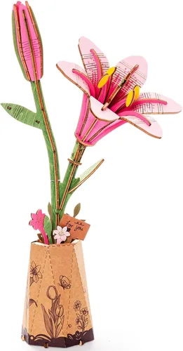 Miniatura 12 de rowood Rompecabezas 3D de flores de madera, juego de bloques de construcción de flores, kit de manualidades, día de la madre, día de San Valentín
