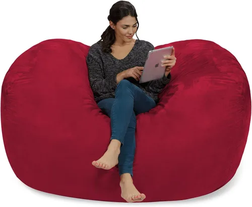 Miniatura 4 de Silla de saco puf Chill Sack: Bolso de muebles de espuma viscoelástica de 6 pies y tumbona grande – Sofá grande con funda de microfibra suave - Negro