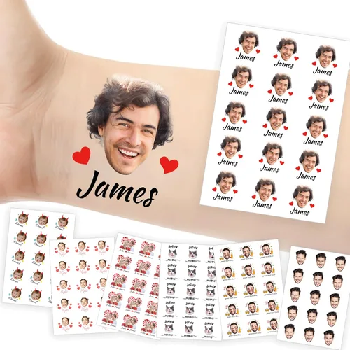 Miniatura 25 de Tatuajes temporales personalizados con foto y nombre, logotipo personalizado para adultos, niños, mujeres, hombres, regalo de boda, cumpleaños