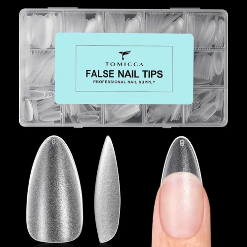 Miniatura 12 de TOMICCA Puntas de uñas extra cortas en forma de ataúd, 240 piezas de uñas postizas acrílicas de cobertura completa para manicura con extensión, 15