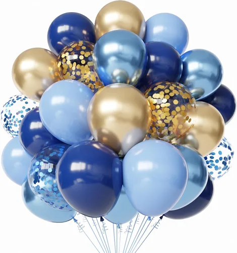 Miniatura 11 de Globos negros y plateados, paquete de 60 globos de 12 pulgadas con confeti negro, blanco y plateado con 1 cinta para decoración de cumpleaños, baby