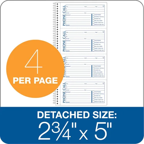 Miniatura 2 de TOPS Bloc de mensajes para teléfono, libro de llamadas, papel autocopiativo 2 partes, 2 3/4 x 5, 400 formularios - 74620, blanco