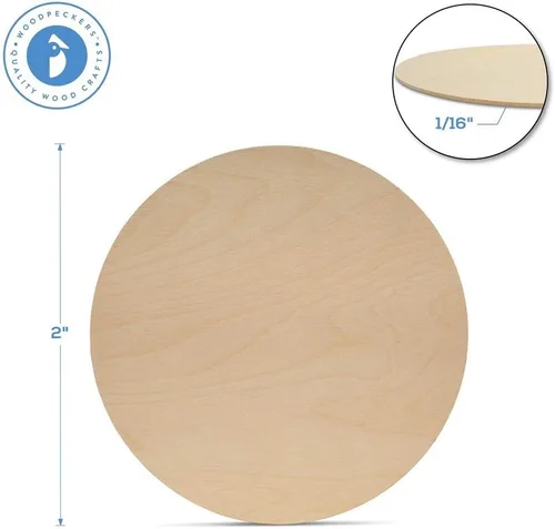 Miniatura 2 de Discos de madera para manualidades, fichas en blanco o monedas de madera, 2 pulgadas, 1/16 pulgadas de grosor, paquete de 250 círculos de madera sin