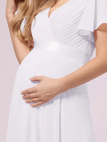 Miniatura 5 de Ever-Pretty Womens Chiffon V-Neck Short Sleeve A-line Ruched Summer Maternity Dresses 09890-EY