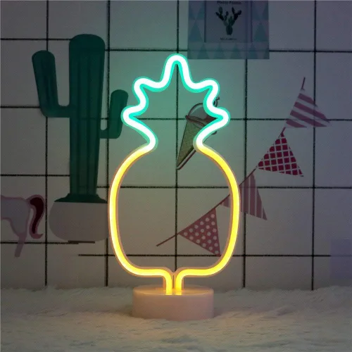 Miniatura 6 de Cartel de neón LED para interior, luz nocturna con base de soporte, funciona con batería/USB, luz decorativa de neón