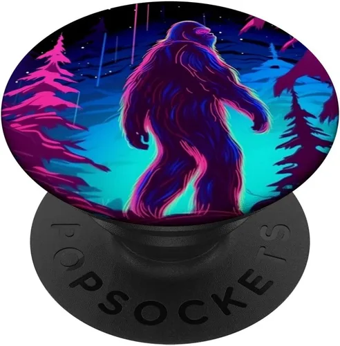 Bassquatch Bigfoot Púrpura Azul Stargazing Sasquatch Yeti PopSockets PopGrip intercambiables