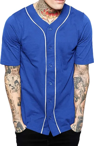 Miniatura 12 de Hat and Beyond camiseta de béisbol para hombre con botones hipster hip hop