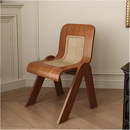 Miniatura 7 de sillas de comedor Silla de comedor de madera maciza Ratán Respaldo del hogar Sub Pequeño Sala de estar Balcón Cocina moderna