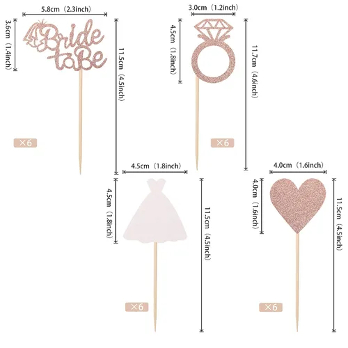 Miniatura 2 de 24 piezas de decoración para cupcakes con anillo de corazón, para despedida de soltera, bodas, compromisos, despedidas de soltera, suministros