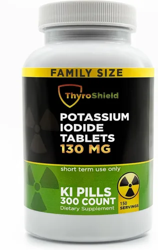 Tabletas de yoduro de potasio de 130 mg | 300ct Yodo para exposición a la radiación - Pastillas de yodo de potasio - YODO Naciente - Píldoras KI -
