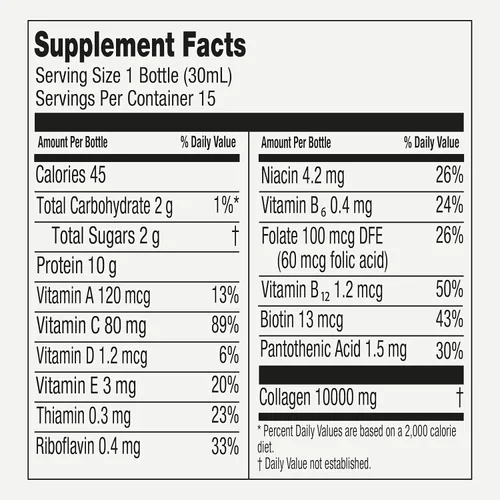 Miniatura 9 de PRIMABIOTIC Colágeno Líquido - Alto Contenido de Colágeno [10,000 Mg] Por Porción - Colágeno Hidrolizado y 12 Vitaminas - Libre de Gluten - 450 Ml