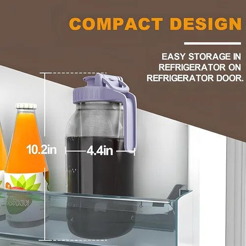 Miniatura 5 de JunVpic Jarra para Café de Infusión en Frío - Jarra Mason de Vidrio Grueso de 64oz con Pico, Tapa, Asa y Filtro de Acero Inoxidable Multipropósito