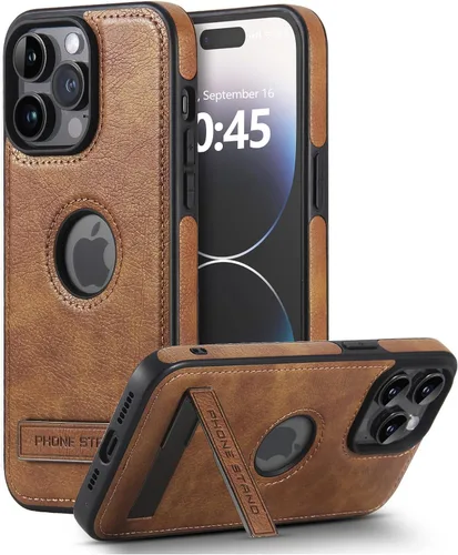 Miniatura 15 de Funda de cuero para iPhone 13 Pro, funda protectora delgada con función atril a prueba de golpes, soporte invisible integrado compatible con iPhone