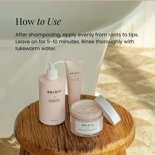 Miniatura 4 de BEIGIC Mascarilla de tratamiento de reparación de daños, mascarilla vegana sin silicona para el cabello acondicionador profundo con aceite de argán