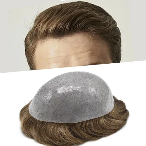 Miniatura 50 de Hair Nature - Tupé para hombres, sistema de repuesto de piezas de cabello humano, unidades de pelo negro con bucle en V de piel fina, 100% cabello