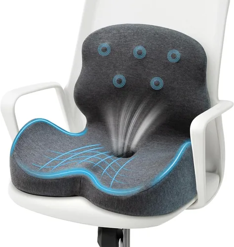 Miniatura 8 de Cojín de asiento – Cojín de espuma viscoelástica para silla de oficina, almohada de apoyo lumbar de una pieza, para alivio de la presión de la doble