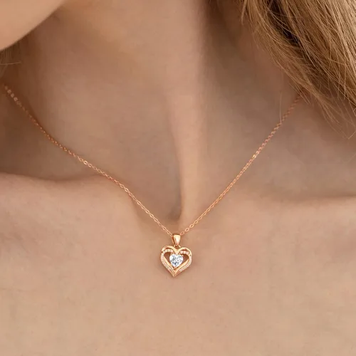 Miniatura 3 de CDE Collares de corazón para mujer, plata esterlina 925, dije de piedra natal, aniversario, cumpleaños, Navidad, día de San Valentín, joyería