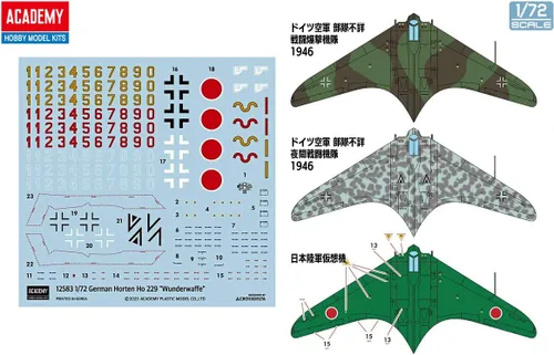 Miniatura 2 de Academia 1/72 alemán Ho229 Horten Wunderwaffe modelo de plástico 13551