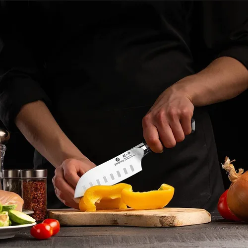 Miniatura 8 de imarku Santoku Cuchillo de chef de 5 pulgadas, cuchillo asiático ultra afilado, cuchillo de chef japonés, acero inoxidable japonés SUS440A, mango