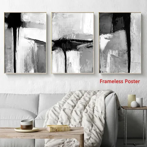 Miniatura 4 de Lienzo de textura abstracta en blanco y negro, arte de pared neutro para sala de estar, textura neutra, arte de lienzo abstracto gris, arte moderno