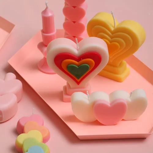 Miniatura 4 de Moldes de vela de silicona hechos a mano en forma de corazón moldes de vela de cera DIY regalos para bodas decoración del hogar (LZ513)