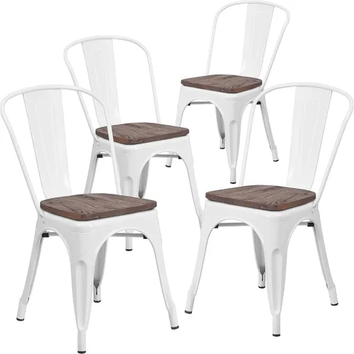 Miniatura 17 de Flash Furniture Perry - Silla apilable de metal con asiento de madera, 1 paquete, color negro