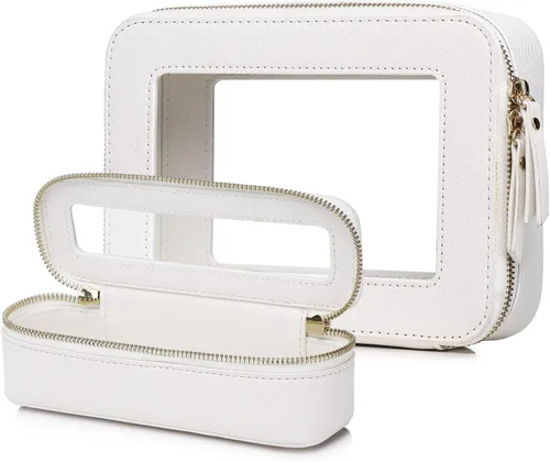 Miniatura 8 de Pinkmik Pequeña bolsa de maquillaje transparente, mini estuche para cosméticos, bolsa de aseo impermeable con cremallera, organizador de bolsos