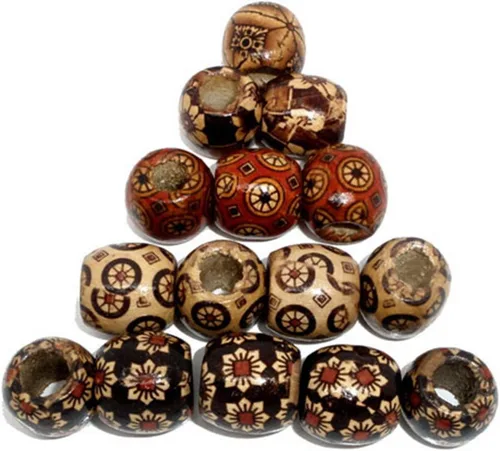 Miniatura 2 de Housweety cuentas espaciadoras de madera de percusión, pintadas, mezcladas, 100 unidades de 17 x 16 mm + brazalete gratis