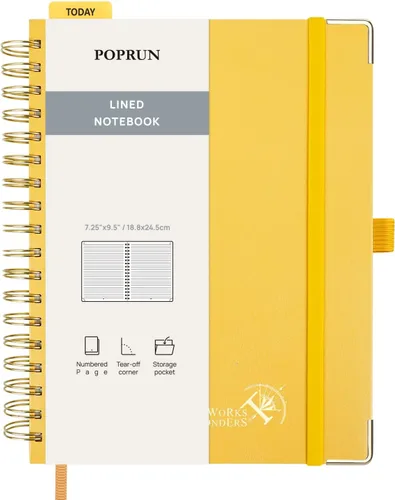 Miniatura 24 de POPRUN Lined Spiral Journal Notebook for Women & Men, 7-1/4" x 9-1/2", 220 Numbered Pages, College Ruled Hardcover Notebook for Work, Journals for