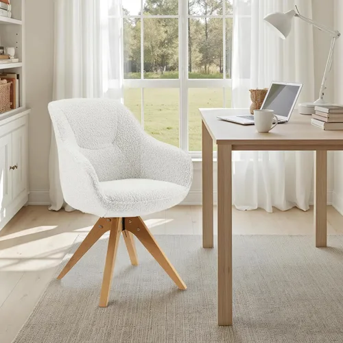 Miniatura 32 de Zouron Silla giratoria moderna de mediados de siglo con patas de metal dorado, silla de escritorio tapizada sin ruedas, silla de oficina lateral Oro