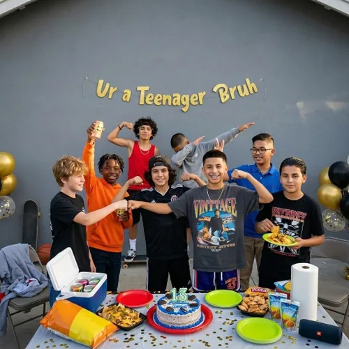 Miniatura 5 de Sterling James Co. Cartel de Ur a Teenager Bruh con purpurina dorada preencordada – Divertidas decoraciones de cumpleaños de 13 años