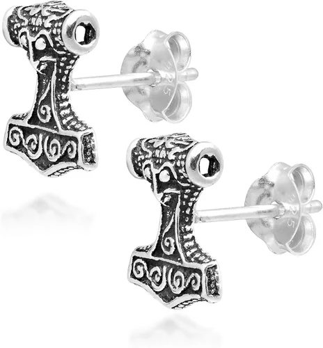 Miniatura 2 de Mighty Thor's Hammer Mjöllnir - Aretes de plata de ley 925, Metal