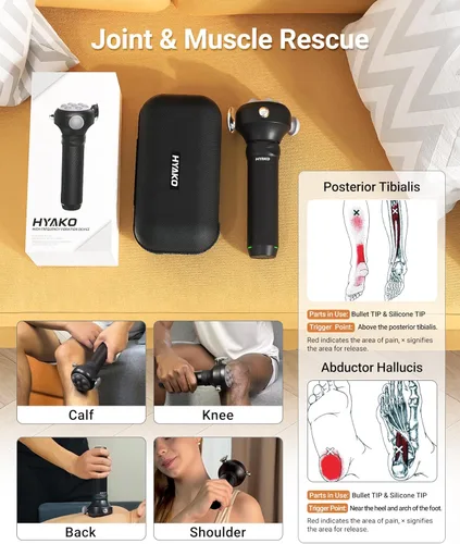 Miniatura 6 de HYAKO Masajeador Pro Max Therapy – Vibración de tejido profundo profesional de 6500 RPM para aliviar el dolor de cuerpo completo y liberación
