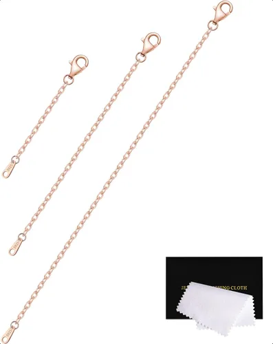 Miniatura 10 de Extensores de cadena dorada para collares, extensiones de pulsera de plata de ley, extensor de collar dorado para mujer, juego de 3 piezas, 1, 2, 3