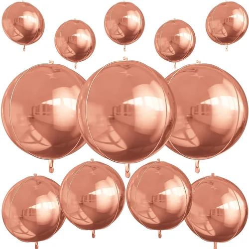 Miniatura 51 de 12 globos redondos de aluminio azul marino, globos de helio 4D de 22 pulgadas, 15 pulgadas, 10 pulgadas, globo de aluminio azul metálico
